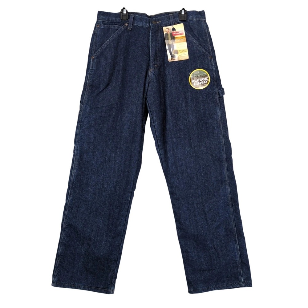 NWT Wrangler Blue Fleece Lined Carpenter Jeans Mens 30 31x30 Workwear Utility